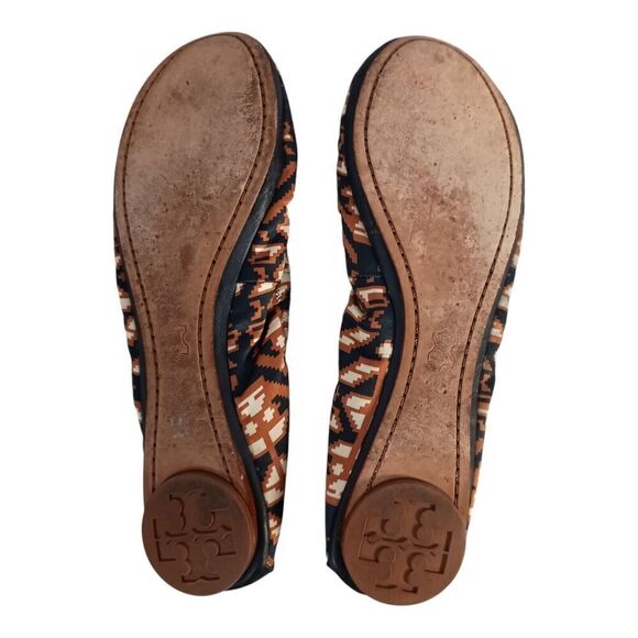 Tory Burch Slip On Ballet Flats Shoes Fabric Leather Brown Black Women's 7.5 M - Picture 11 of 13
